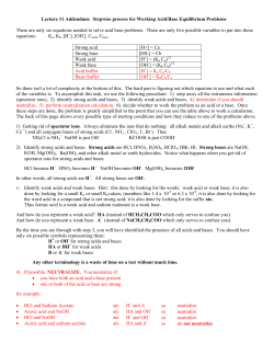 Stepwise Approach to solving acid base problems