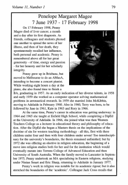 -Penelope Margaret Magee 7 June 1937