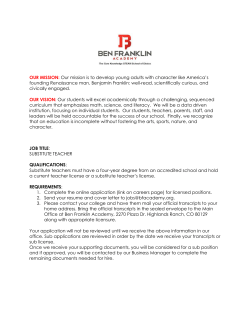 Substitute Teacher - Ben Franklin Academy