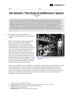 CommonLit | Elie Wiesel`s &ldquo;The Perils of Indifference&rdquo; Speech