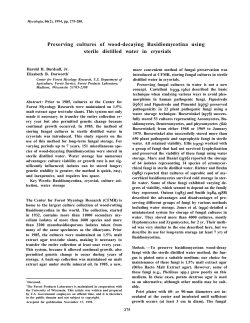 Preserving cultures of wood-decaying Badidiomycotina using sterile