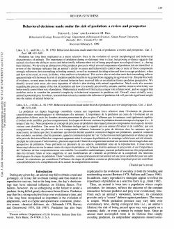 Behavioral decisions made under the risk of predation