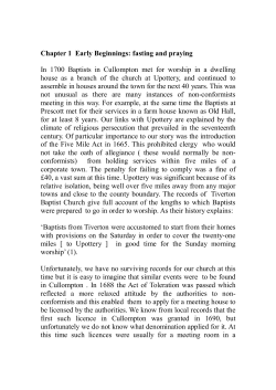 Chapter 1 Early Beginnings: fasting and praying In 1700 Baptists in