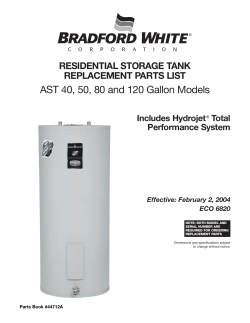 AST 40, 50, 80 and 120 Gallon Models