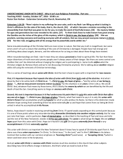 UNDERSTANDING UNION WITH CHRIST