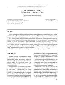 REACTIVE DISTILLATION FOR ETHYL ACETATE PRODUCTION