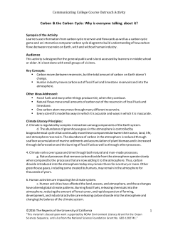 Carbon Cycle Activity - Lawrence Hall of Science`s MARE