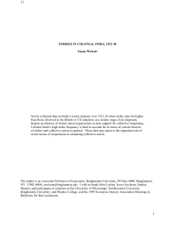 STRIKES IN COLONIAL INDIA, 1921-38 Susan Wolcott