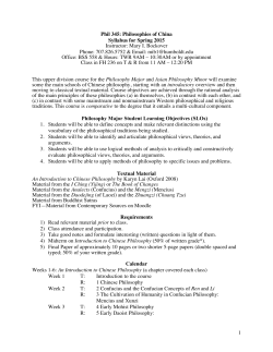 1 Phil 345: Philosophies of China Syllabus for Spring 2015 Instructor