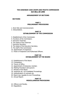 THE ZANZIBAR CASH CROPS AND FRUITS COMMISSION