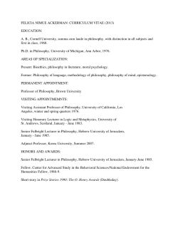 FELICIA NIMUE ACKERMAN: CURRICULUM VITAE (2013