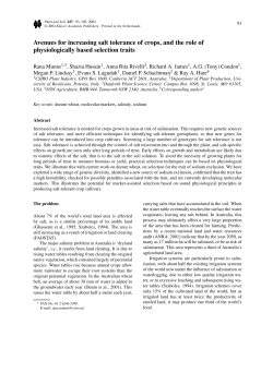 Avenues for increasing salt tolerance of crops, and