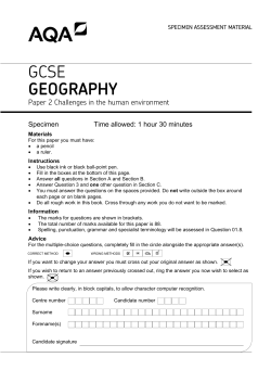 GCSE Geography Specimen question paper Paper 2