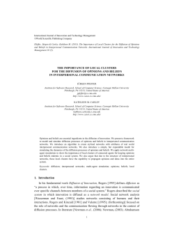 THE IMPORTANCE OF LOCAL CLUSTERS FOR THE DIFFUSION