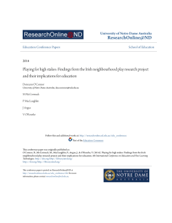 Playing for high stakes: Findings from the Irish neighbourhood play