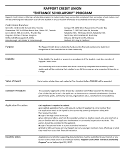 Rapport Credit Union "Entrance Scholarship" Program