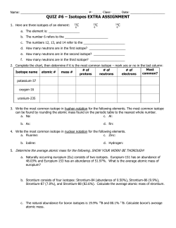 Quiz #6 - Isotopes EXTRA ASSIGNMENT