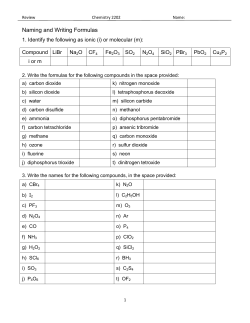 Naming and Writing Formulas
