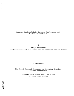 Maryland Reading/Writing-Language Performance Task A Thinking