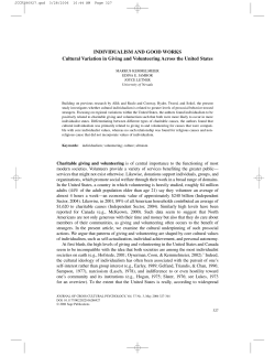 INDIVIDUALISM AND GOOD WORKS Cultural Variation in Giving
