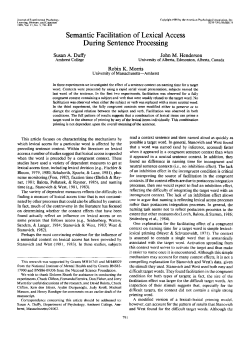 Semantic Facilitation of Lexical Access During Sentence Processing