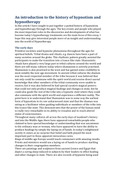 history of hypnosis and hypnotherapy