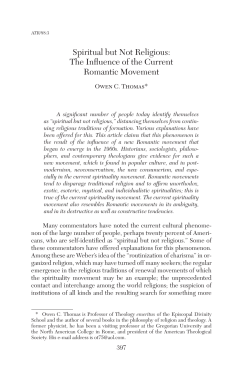 Spiritual but Not Religious: The Influence of the Current Romantic