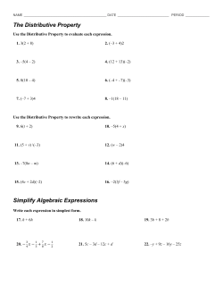 The Distributive Property Simplify Algebraic Expressions