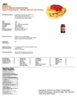 BORRELLI PASTA SAUCE RSTD PEPPER Lipari Foods Item