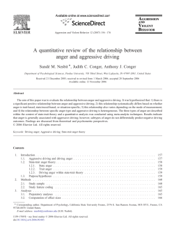 Anger and aggressive driving review