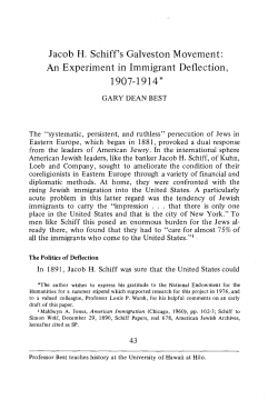 Jacob H. Schiff`s Galveston Movement