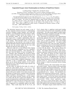 Sequential Oxygen Atom Chemisorption on Surfaces of Small Iron