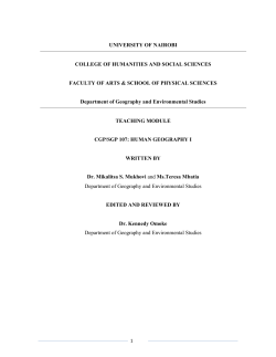 human geography i - School of Physical Sciences