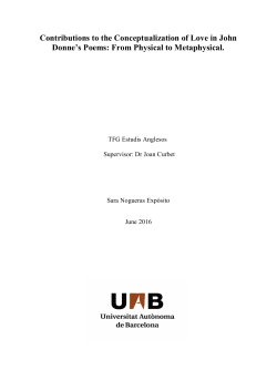 Contributions to the Conceptualization of Love in John Donne`s