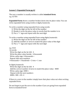 Lesson 3- Expanded Form pg 42 The way a number is usually