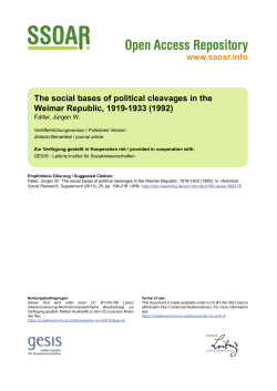 The social bases of political cleavages in the Weimar