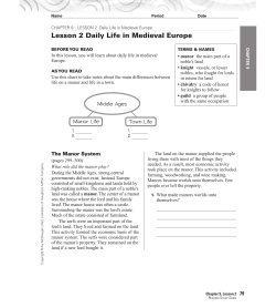 CHAPTER 9 LESSON 2 Daily Life in Medieval Europe