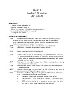 FirstGradeWeeksataGlance Math Module 1