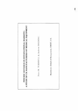 PSYCHIC DISTANCE IN INTERNATIONAL MARKETS