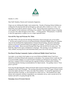 October 21, 2016 Dear Staff, Students, Parents and Community