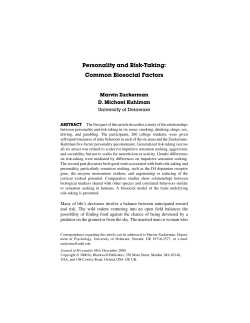 Personality and Risk-Taking: Common Biosocial Factors