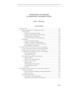 SEPARATION OF POWERS AS ORDINARY INTERPRETATION