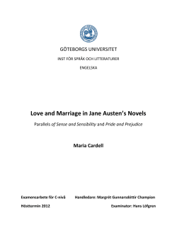 Love and Marriage in Jane Austen`s Novels - GUPEA