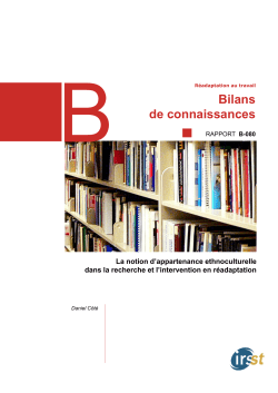 La notion d`appartenance ethnoculturelle dans la recherche