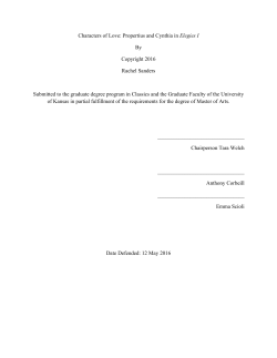 Propertius and Cynthia in Elegies I - KU ScholarWorks