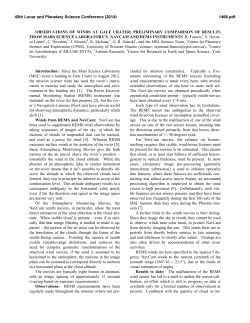 OBSERVATIONS OF WINDS AT GALE CRATER: PRELIMINARY