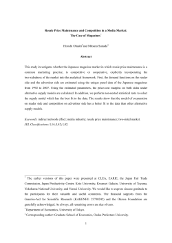 1 Resale Price Maintenance and Competition in a Media Market