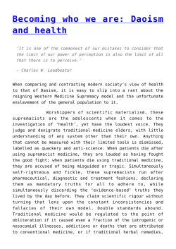 Becoming who we are: Daoism and health