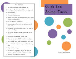 Quick Zoo Animal Trivia