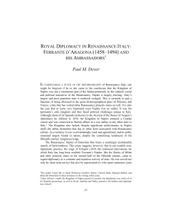 ROYAL DIPLOMACY IN RENAISSANCE ITALY: FERRANTE D